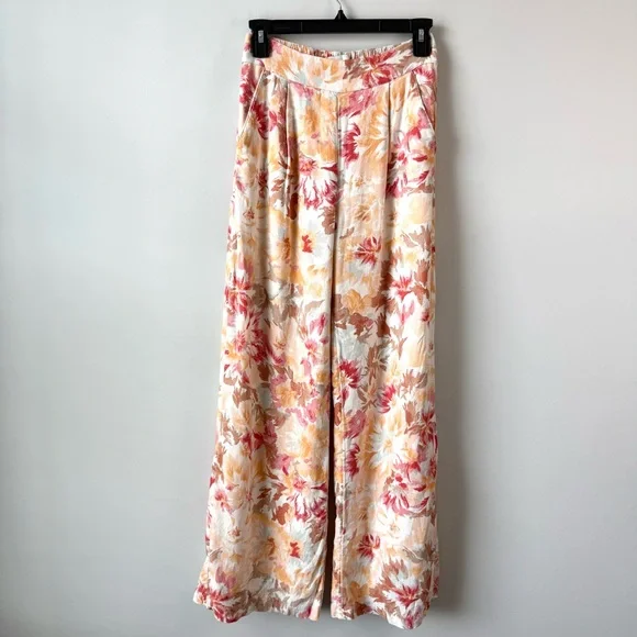 Abercrombie & Fitch Floral Wide Leg Linen Blend Pants XS - Picture 2 of 8